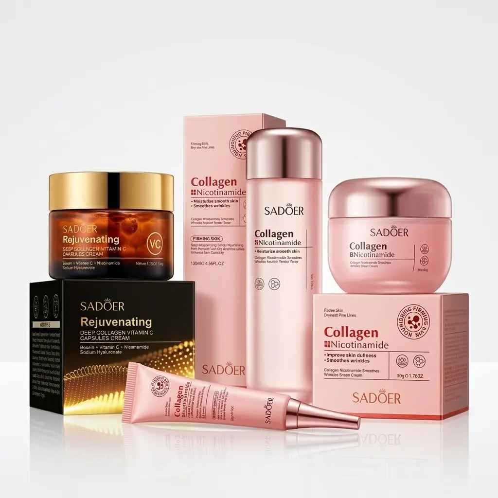 Korean Capsule Face Cream Skincare Kit, TikTok Viral 4-Piece Set, Brightening, Hydrating, Uneven Skin Tone Correction, Day & Night Moisturizer, K-Beauty Repair Formula