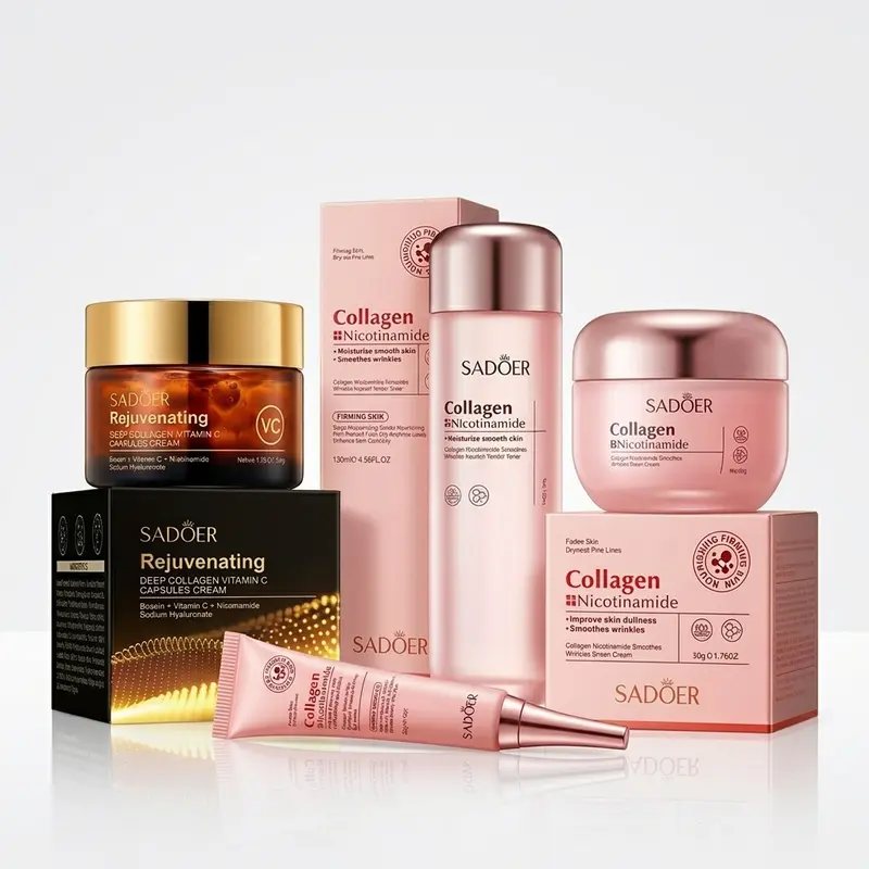 Korean Capsule Face Cream Skincare Kit, TikTok Viral 4-Piece Set, Brightening, Hydrating, Uneven Skin Tone Correction, Day & Night Moisturizer, K-Beauty Repair Formula