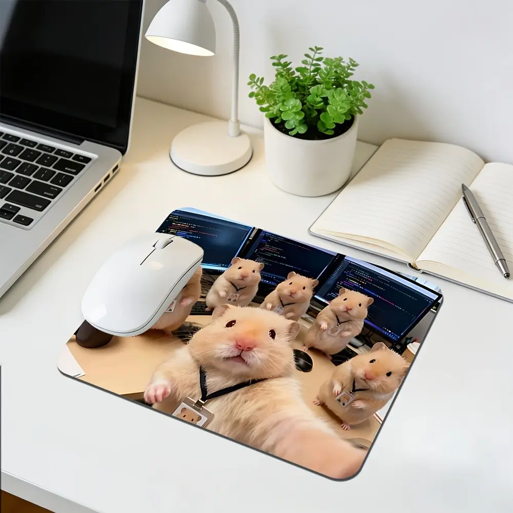 Cute Hamster Meme Mouse Pad, Computer Mouse Pad, Anti-Slip Rubber E-Sport Gaming Mat, Gaming Mouse Pads, High-Definition Print, Kawaii Desk Decor, PC Peripherals Accessory, Non Slip Mousepad