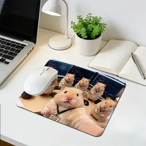 Cute Hamster Meme Mouse Pad, Anti-Slip Rubber E-Sport Gaming Mat, High-Definition Print, Kawaii Desk Decor, PC Peripherals Accessory