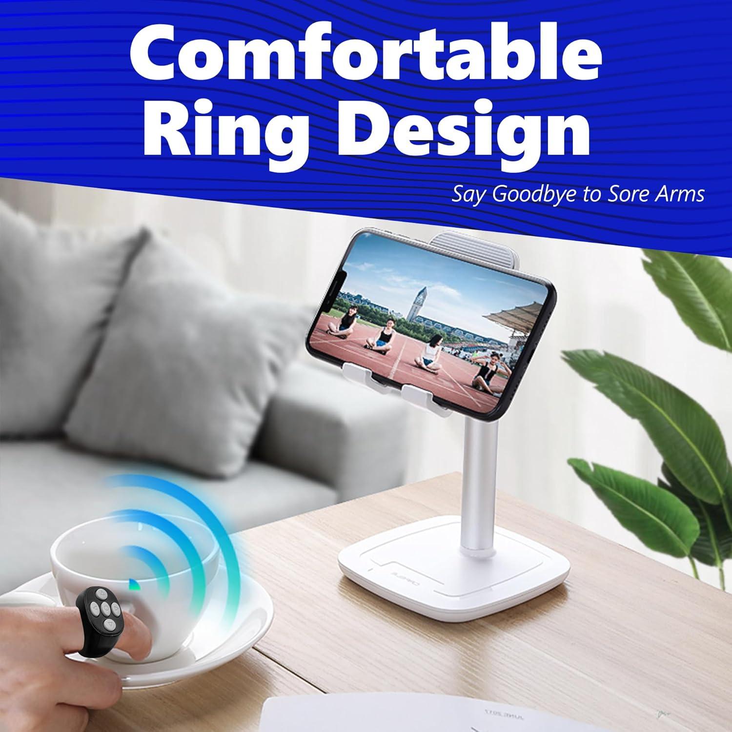 Fingertip Wireless Bluetooth Remote Control, Scrolling Ring Bluetooth Page Turner for Cooking, Yoga, or Running, for Short Video Music, Compatible with iPhone & Android, Charcoal