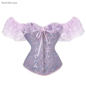 Women's off-shoulder lace sleeve tunic top - a body-shaping and  fishbone lace-up Renaissance-style tunic, suitable for role-playing and costume (S-XXL)