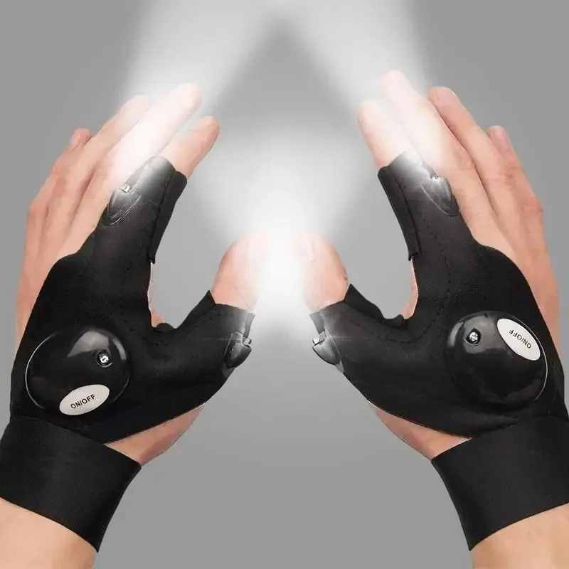 Pair of Illuminated Outdoor Sports Gloves, LED FingerLight Gloves, 1Suitable for Fishing, Camping, Hiking andSurvival Rescue, Travel Accessories, Fishing Light,Fishing Accessories, Fishing Gear, Tactical Flashlight,Christmas Gift