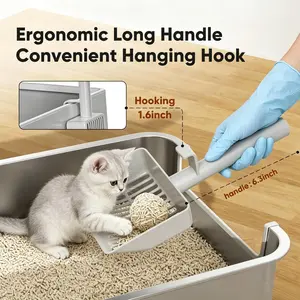 Durable cat litter scoop with stand, hanging design suitable for litter boxes, efficient scoop