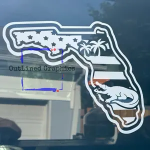 Florida inspired Gators Decal with Palm Trees- Window Decal for Truck - Chevy Truck Decal - Rear truck window - Ford decal - Dodge Decal- Florida Decal-Multiple Colors- Gift for Him - Gift for Her - Decals for trucks