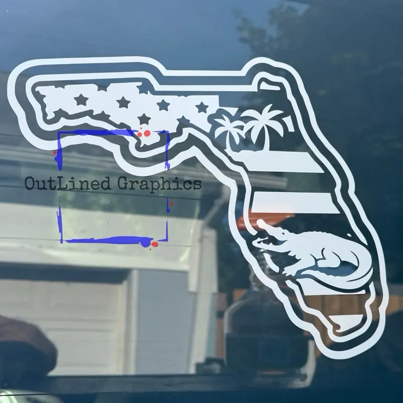 Florida inspired Gators Decal with Palm Trees- Window Decal for Truck - Chevy Truck Decal - Rear truck window - Ford decal - Dodge Decal- Florida Decal-Multiple Colors- Gift for Him - Gift for Her - Decals for trucks