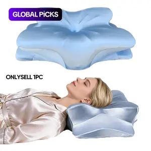 Silk Contour Pillow, Double-Sided Memory Foam Pillow, Contoured Memory Foam, Soft Pillow Surface, Fills Neck Space, Suitable for Side Sleepers, Removable and Breathable Pillowcase, Provides Hand Rest Area for Stomach Sleepers #GLOBAL PICKS
