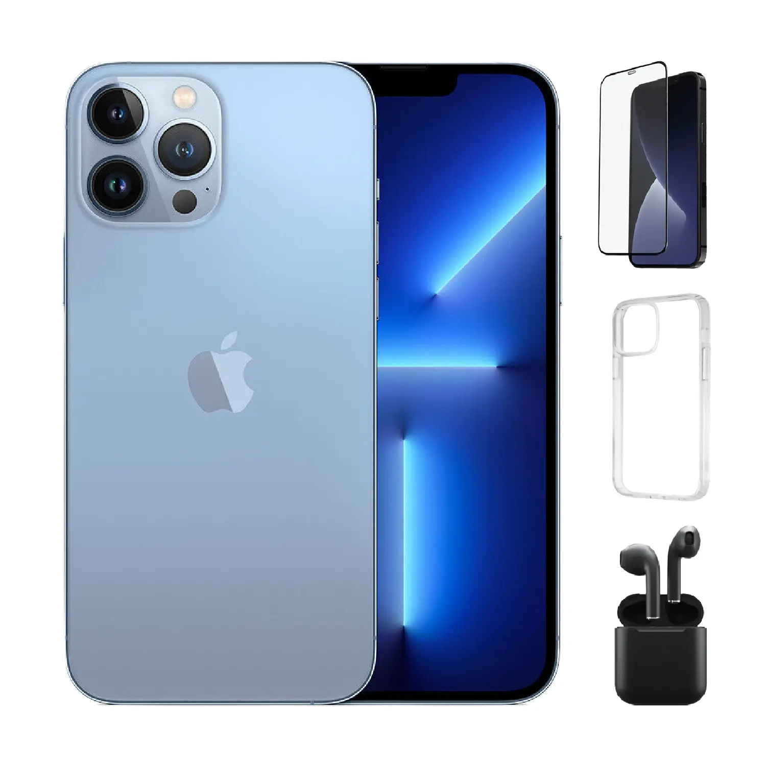 Refurbished iPhone 13 Pro Max (Unlocked)-Good Condition with Case, Wireless Earbuds,Tempered Glass Screen Protector & 1 Year Warranty A2484