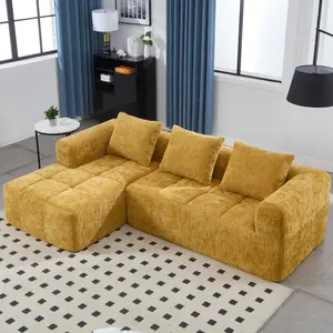 [SOIYELIFE] UNITED WE WIN 98.42-inch modular sectional sofa, modern modular L-shaped sofa with chaise longue, equipped with small side pockets and free of compression during installation. Couch Furniture Seater