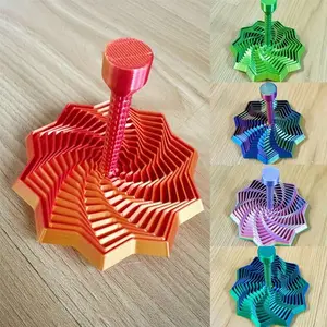 1pc 3D Printed Star Toy, Decompression Toy Polygon with Handle Between Fingers, Rotating Radish Tower with Handle, Irritable Toy, Interactive Toy, Decompression Creative Toy, Office Desktop Decoration, Stress Relief Fidgeting
