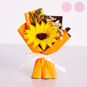 Mini Sunflower Preserved Flower Bouquet, Long-Lasting Sunflowers, Romantic Gift for Her, Ideal for Mother's Day, Wedding, Home Decor, Decorative Bouquet