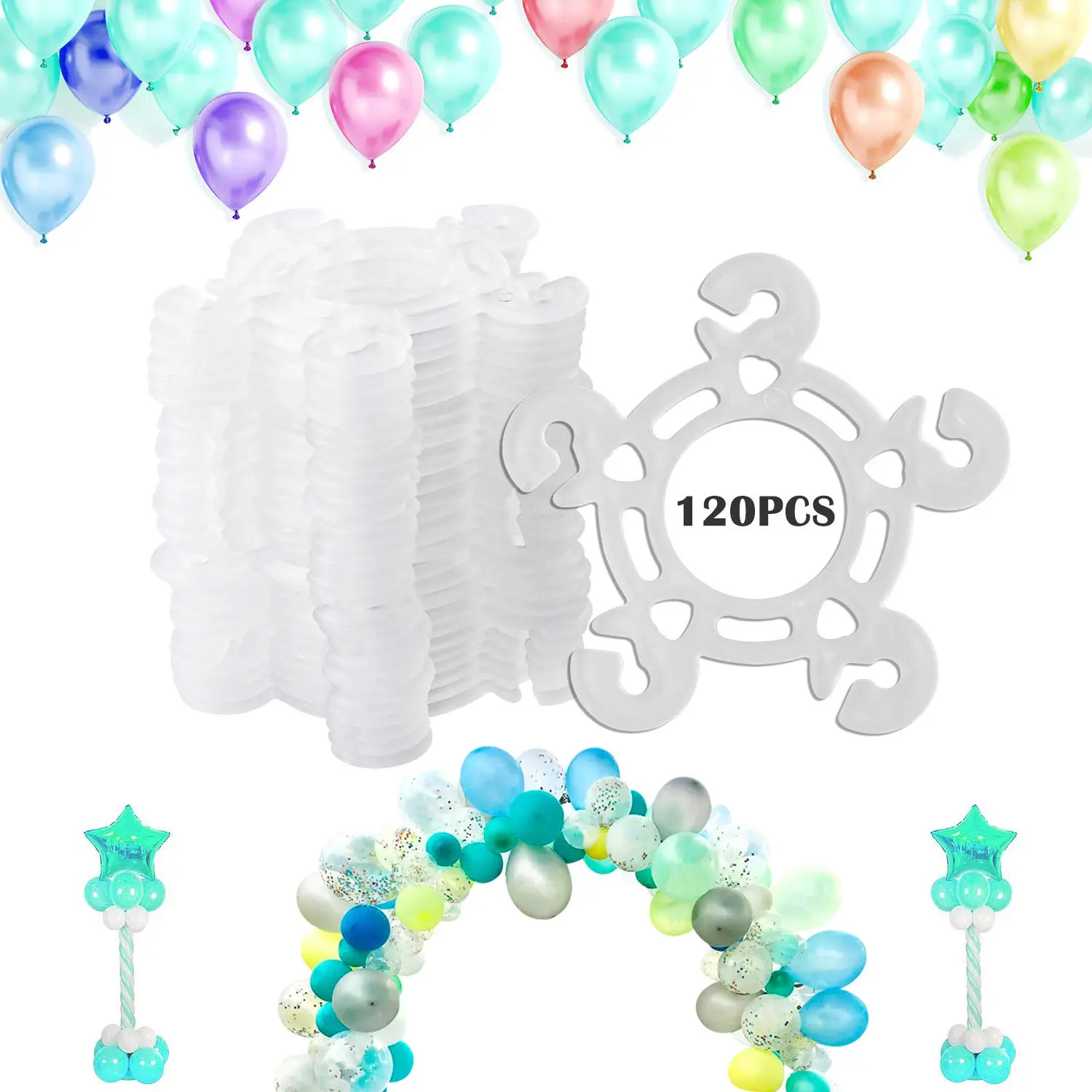 120PCS Balloon Clips Connectors for Balloon Arches, Columns, and Flower Decorations Party Kit