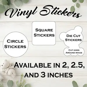 Custom Logo Circle Vinyl Stickers - 2, 2.5, 3, 4 Inch Sizes - Permanent Laminated High-Quality Vinyl - 50, 100, 300 Pieces - Easy Application for Personalization