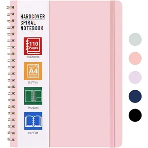Spiral Notebook 8.5 x 11, A4 Hardcover Notebooks for Women, Large Journal for Work, School, 55 Sheets 110 Pages (Pink)