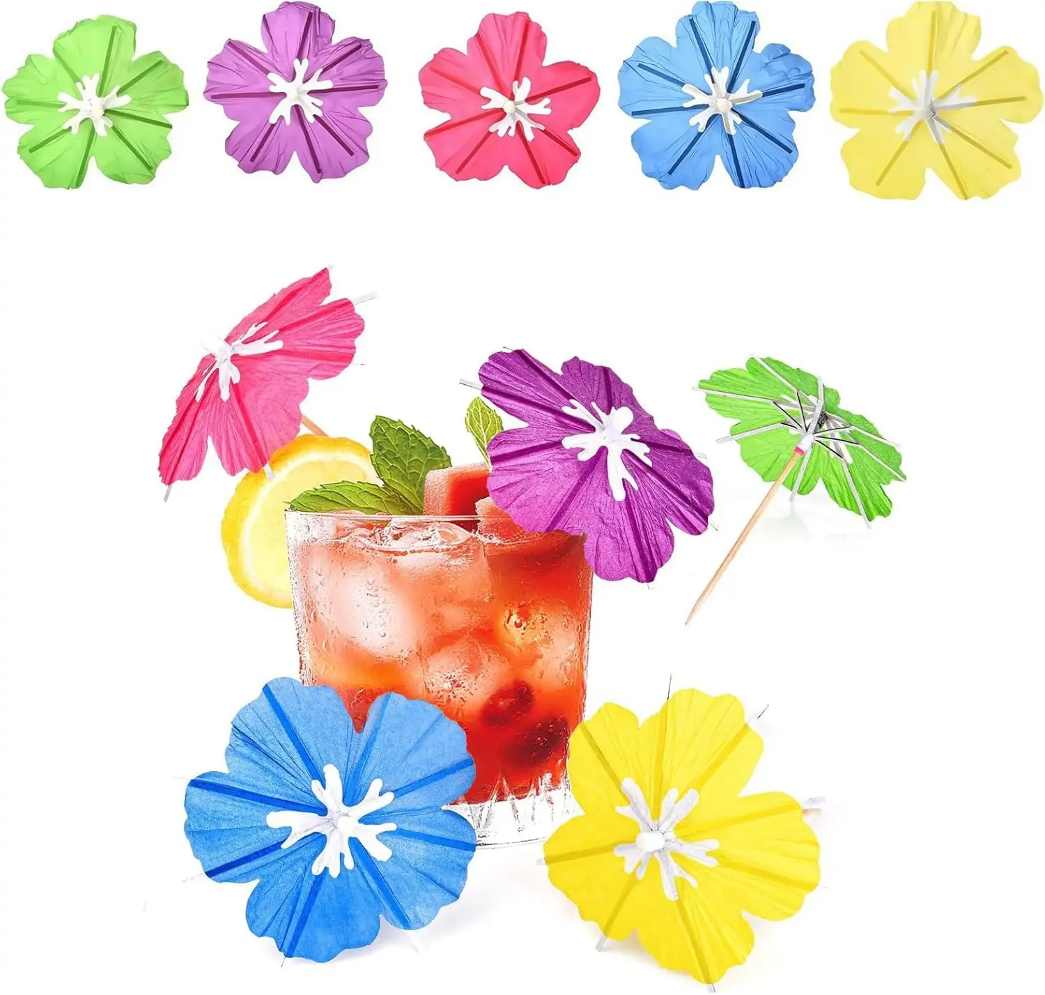 Cocktail Umbrellas - 50 Pcs Drink Umbrellas for Drinks,Mini Paper Umbrella Cocktail Toothpicks for Party Decorations