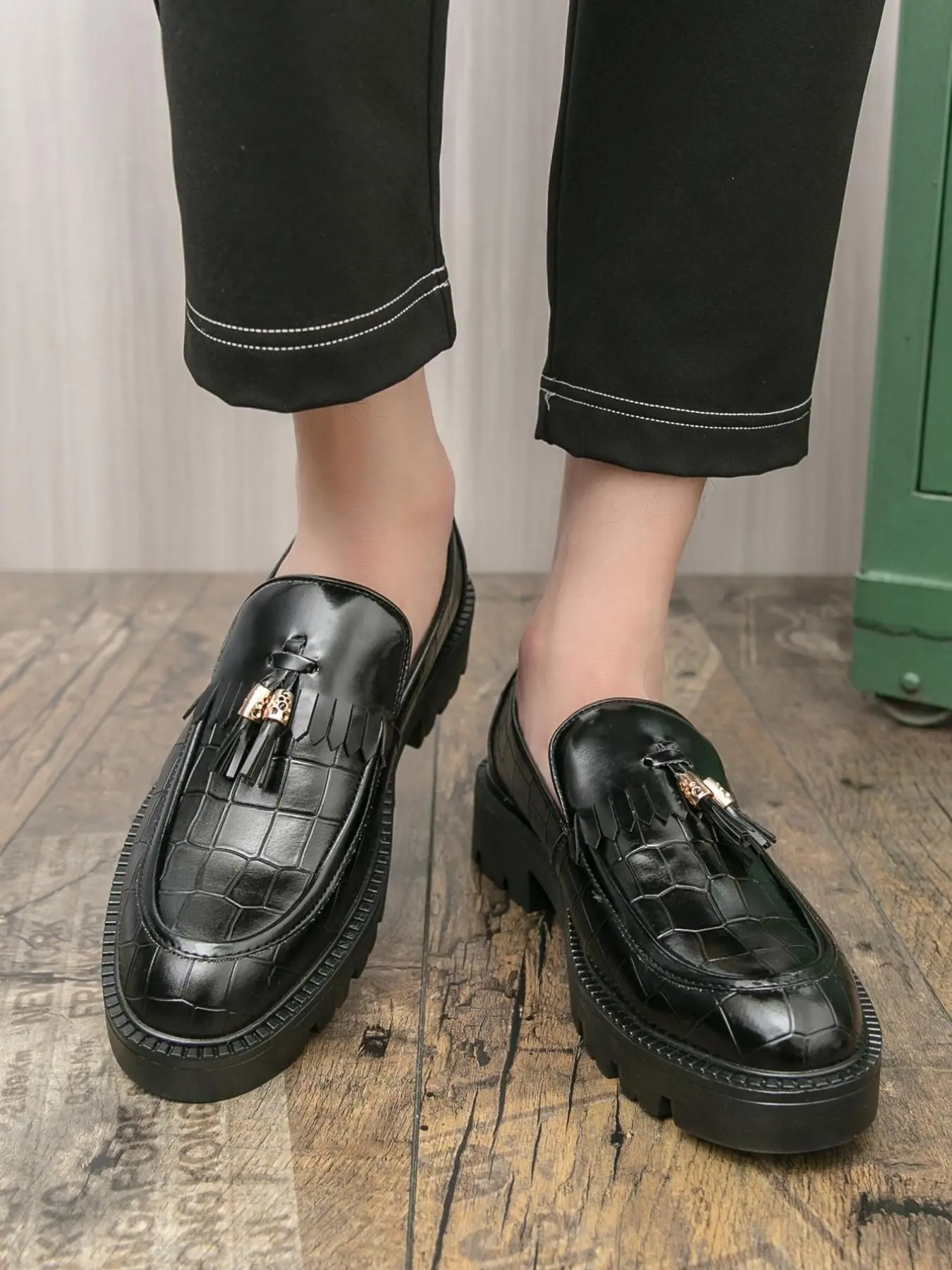 Men's Fashionable All-match Crocodile Embossed Loafers, Casual Comfortable Business Style Slip-on Loafers for Daily Wear, Lightweight Breathable Shoes for Men, Boy