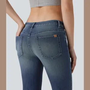 Halara Halara Flex Low Rise Multiple Pockets Washed Stretchy Knit Casual Bootcut Jeans