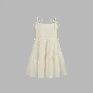 Cider [2 colors, size 0-26] Square Neck Solid Bowknot Babydoll Mini Dress