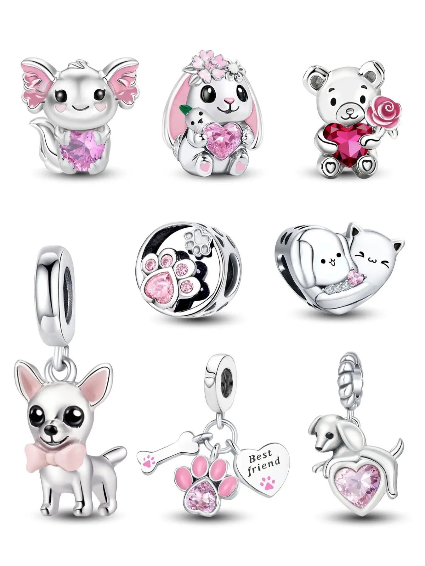Cute Animal Design Charms, Cute Bear Charm, Stylish Playful Charm, Fashionable Pendant for Bracelet Making, DIY Jewelry Accessories for Women & Girls, Charm Accessory, Diy Jewelry Decoration