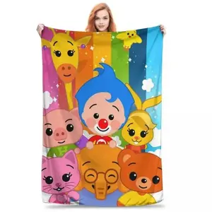 Super Plim Plim Throw Blanket, Soft Warm Flannel Blanket for Bedroom & Couch, Cartoon Clown Character Design with Playful Kids Show Style, Ideal Gift for Cartoon Fans & Plim Plim Lovers, Birthday, Holiday, Countdown Sale!