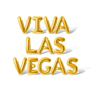 VIVA LAS VEGAS 16 Inch Alphabet Letters Foil Mylar Balloon Banner for Bachelorette or Bridal Shower Party Decorations