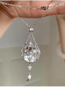 Best-selling Lucky White Crystal Star Ray Net Pendant Stretchable Necklace Accessory, Unique Design, High-end Feeling, Choker for Women, Gift for Party, Fashion