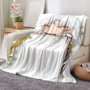 I-Inuyasha Anime Throw Ultra Soft Flannel Cooling Throw Blanket Cozy Warm Lightweight Nap Blanket, Skin-Friendly Breathable No Shedding, Summer Air Conditioner Blanket for Sofa Bed Office Chair, Perfect for Travel Camping Home Use