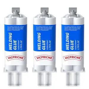Metal Glue, 1.76 oz 2 Part AB Liquid Filler, Heavy Duty Welding Marine Epoxy, Cast Metal, Plastic, Stainless Steel, Ceramic, Cement, Wood, Strong as Steel (3 pcs)