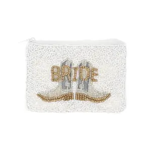 Bride Cowboy Boot Beaded Coin Bag