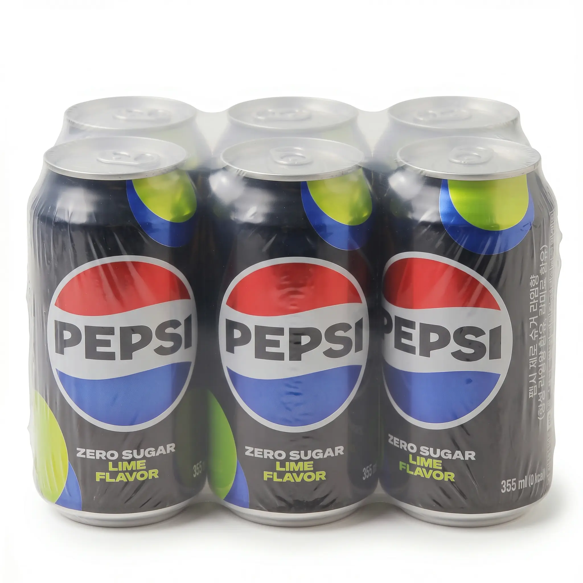 Pepsi Zero Sugar Lime Soda, Imported from South Korea, 6 Pack, 355 mL Cans, Refreshing Citrus Cola