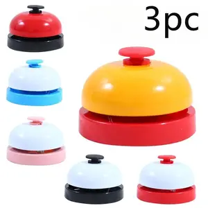 3pcs Party Activity Metal Answer Bell Set, 6 Colors Hand Press Service Bell, Table Game Accessories, Pet Training Call Button Teaching Tool