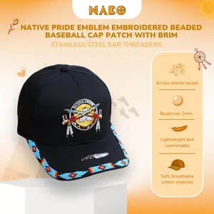 Native Pride Beaded Embroidered Cap | Unisex Baseball Hat | Indigenous American Style Cultural Design