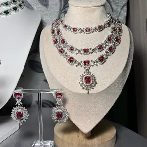 Tripti Triple Layer American Diamond Jewelry Set with Earrings - Perfect for Any Occasion