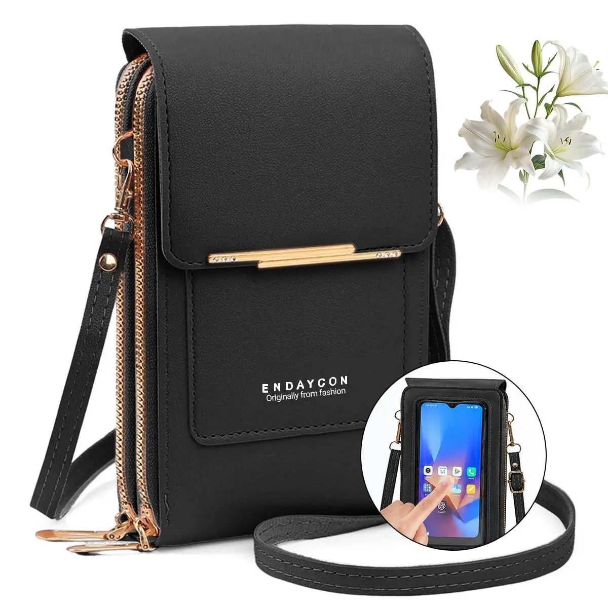 Touch Screen Crossbody Phone Bag for Women – Hands-Free Purse with Detachable Coin Pouch, Answer Calls Without Opening, Water-Resistant PU Leather, Card Slots, Adjustable Strap, Fits iPhone Android, Summer 2026 Trendy Gift