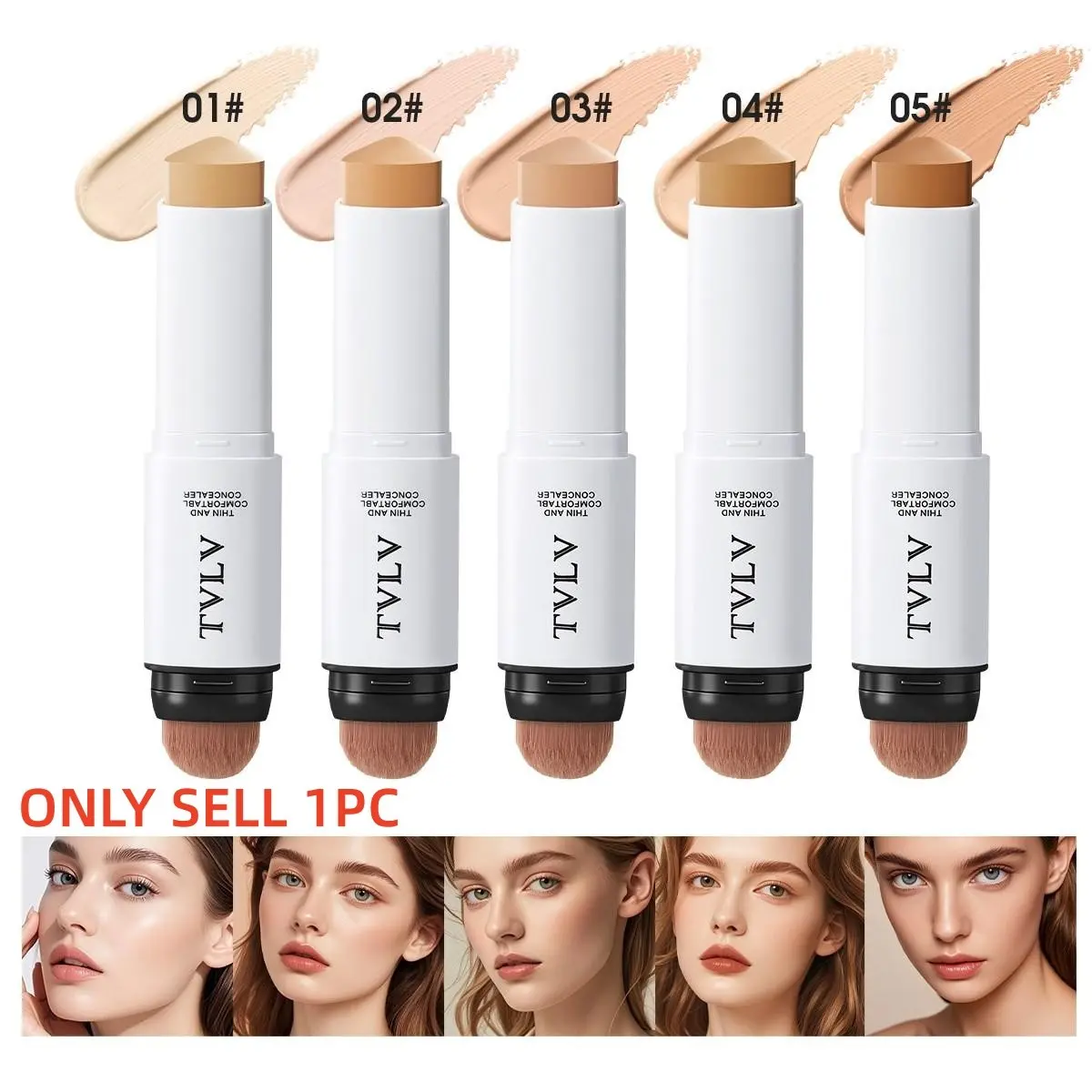 Two-In-One Foundation Stick and Matte Concealer, Long-Lasting, Brightening, Lightweight, Natural Finish, Buildable Coverage, Medium Shade