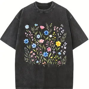 Wildflowers Vintage Style Comfort Colors® Tshirt, Retro Floral Print Shirt, Blooms Soft Botanical T-Shirt,Cottagecore Boho Botanical Top