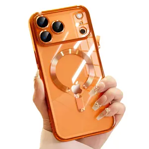 Clear Magnetic Case for iPhone 17 Pro Max 17 Air 16 15 Pro Max, Compatible with MagSafe, Integrated Camera Protection, Non Yellowing Slim Plating Bumper Shockproof Cover