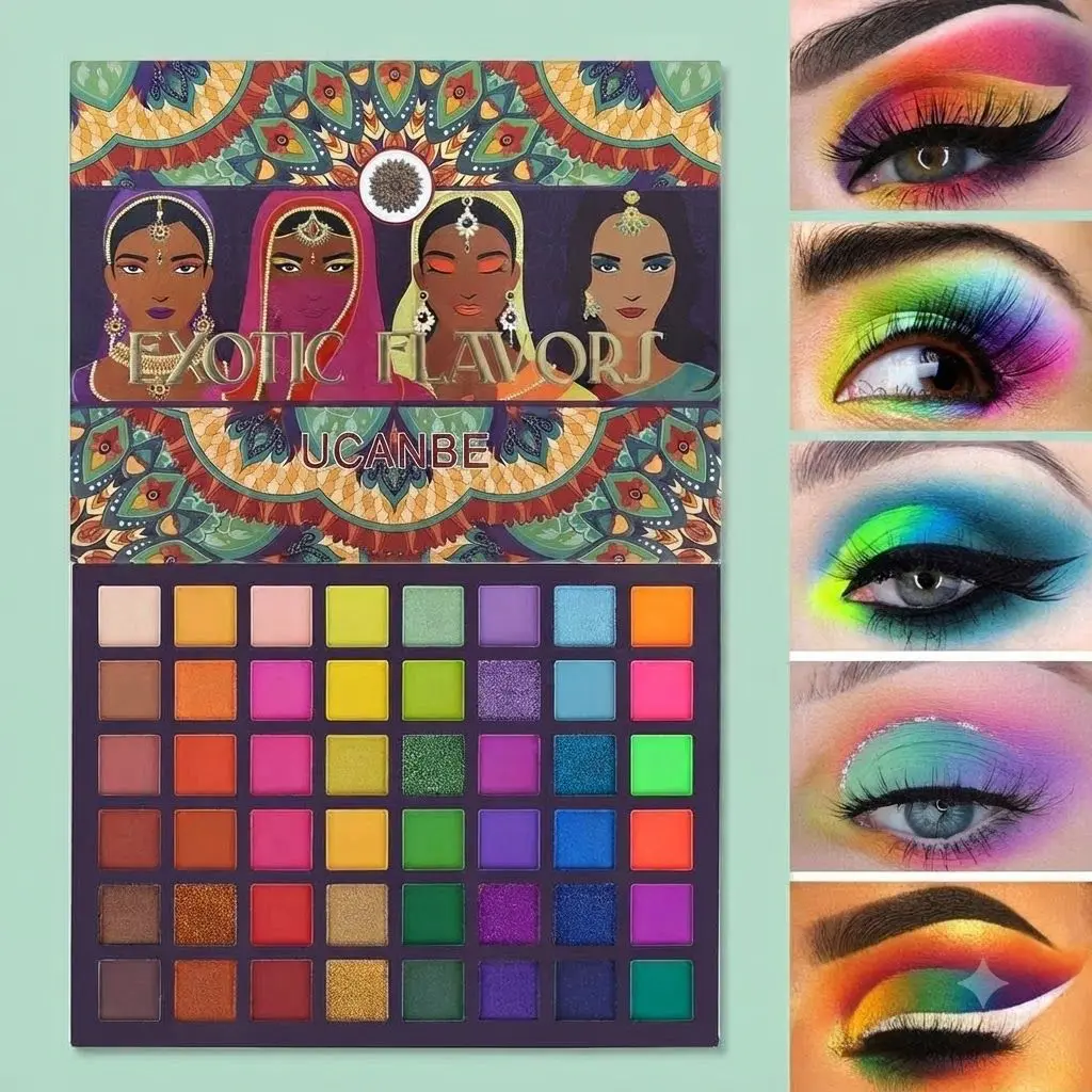 UCANBE Exotic Flavors 48-Color Neon Eyeshadow Palette – High Pigment Rainbow Makeup Set