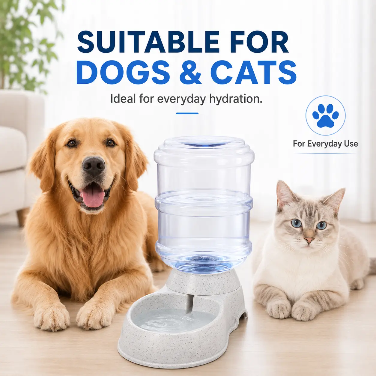 3.5L/1Gal Water Dispenser Self-Dispensing Gravity Water Feeder Automatic Pet Waterer-1906