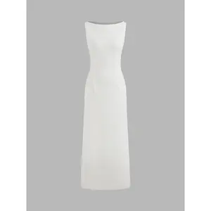 Cider [size 0-10] Boat Neck Solid Maxi Dress