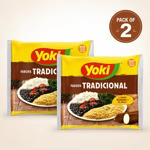 Yoki Seasoned Cassava Flour Farofa de Mandioca Tradicional Pronta 400g, 14 Ounce each (2 Pack) Grain, Brazilian farofa Traditional, bbq, mandioca, yuca, Seasoned Cassava Flour