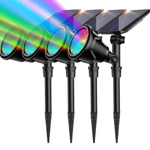 MOBECK Solar Outdoor Lights Waterproof, 9 Lighting Modes Halloween Christmas Solar Garden Lights Colored Landscape Spotlights Spot Lights Outdoor Lighting for Backyard House Yard Pool Patio- 4 Pack