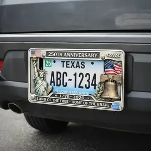New 250th Anniversary License Plate Frame, American Independence Day Metal Craft Decoration, Patriotic Memorial Ornament, Car Accessories