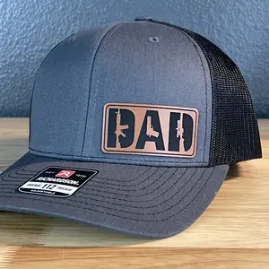 DAD 2A 2nd Amendment Patriotic Leather Patch Hat Valentines Day Gift Charcoal/Black Adjustable
