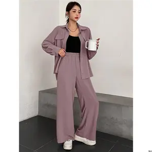 Two-piece set of pants, shirt, long sleeves, solid color, casual, spring and summer, women's clothing DAZY