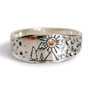 Sterling Silver 925 Mountain Lover Ring