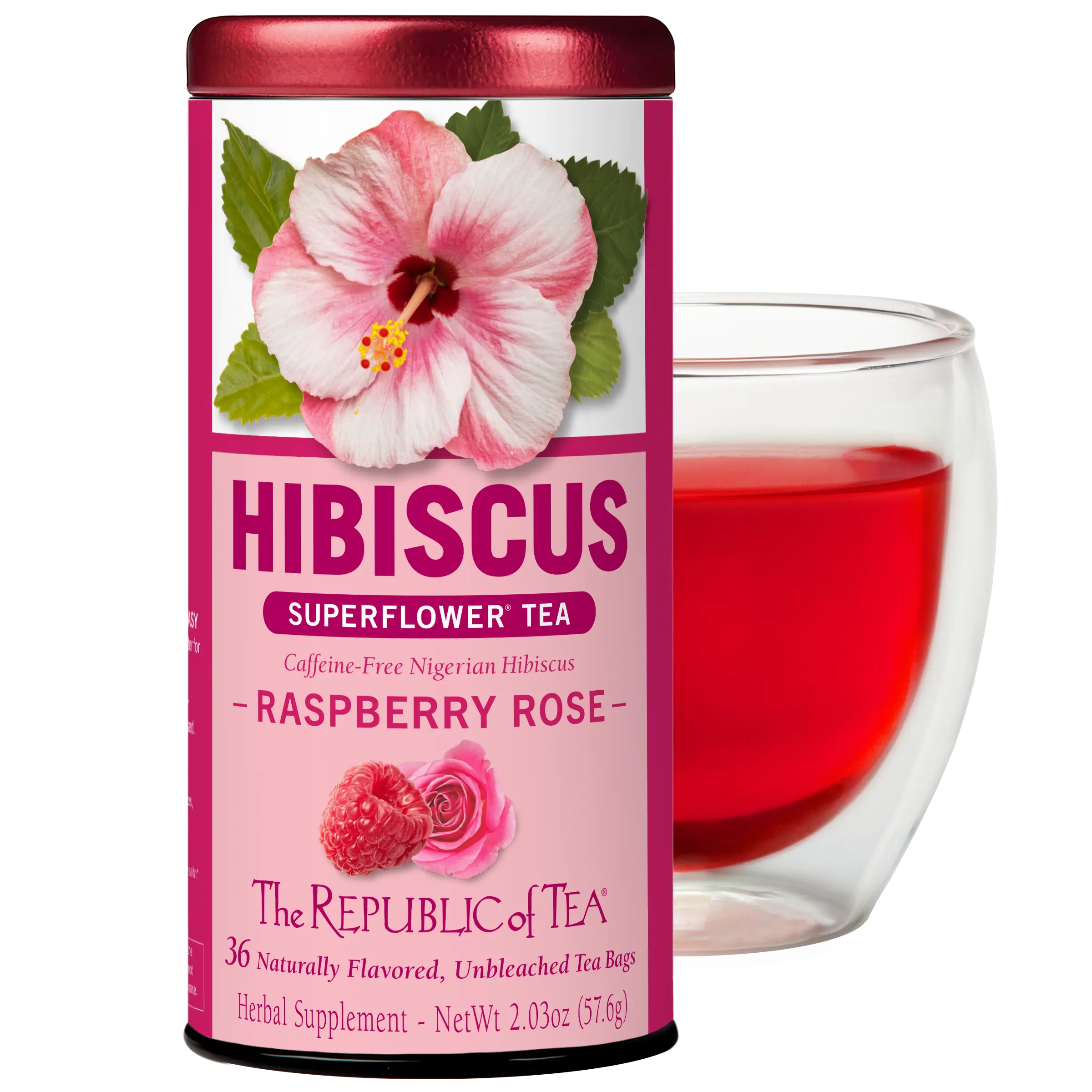 The Republic of Tea Raspberry Rose Hibiscus Tea, 36 Tea Bags