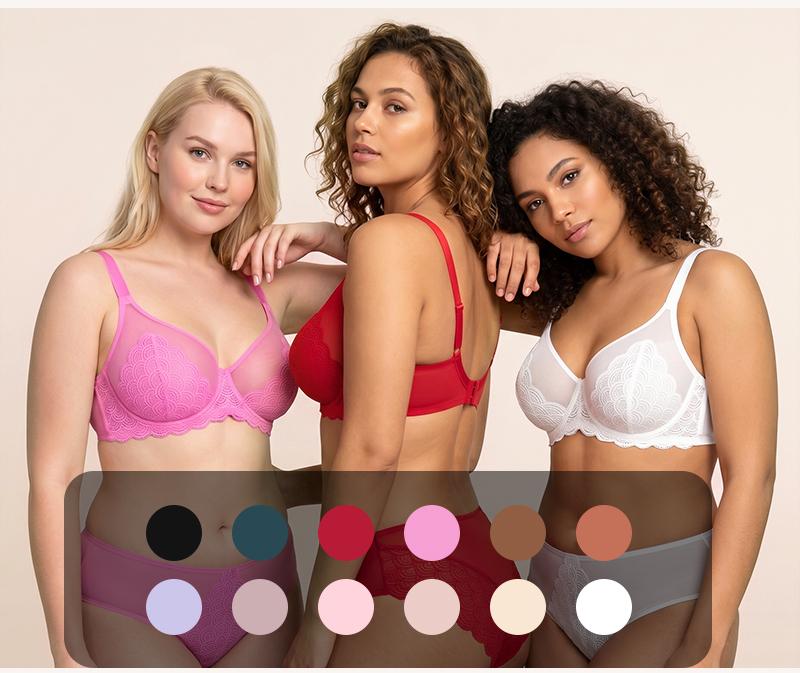 【2 PACK】HSIA Mermaid Scales Unlined Plus Size Full Coverage Underwire Support Minimizer Bra Elegant Non Padded Sheer Lace Breathable Mesh Adjustable Comfort Straps Lift Bra Back Smoothing Daily Lingerie for Big Bust Women 【2 PACK】HSIA Mermaid Scales Unlined Plus Size Full Coverage Underwire Support Minimizer Bra Elegant Non Padded Sheer Lace Breathable Mesh Adjustable Comfort Straps Lift Bra Back Smoothing Daily Lingerie for Big Bust Women
