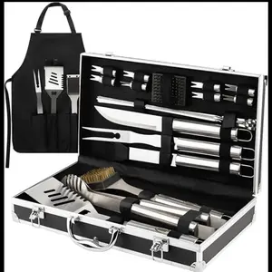 Heavy-Duty Stainless Steel BBQ Utensil Kit With Portable Bag, Essential Grilling Tools For Camping & Backyard Cookouts
