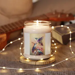 Vibrant Hummingbird Scented Soy Candle, Relaxing Home Decor, Gift for Nature Lovers, Floral Candle, Eco-Friendly Candle